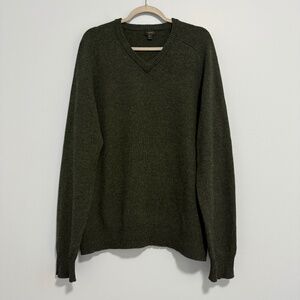 J Crew Men’s Tall 100% Lamb Wool Green Pullover Sweater Size XLT